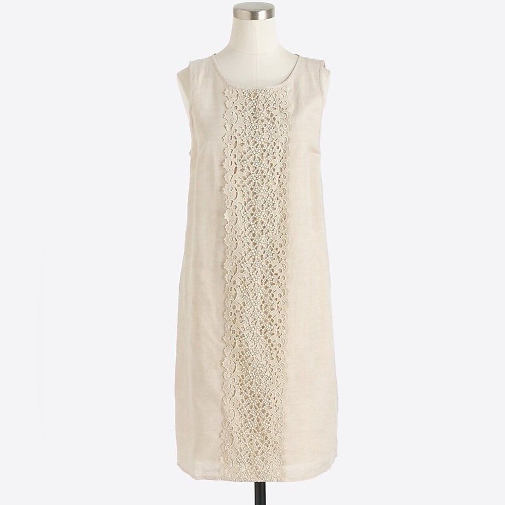 J. Crew Cream Sleeveless Top with Lace Accent